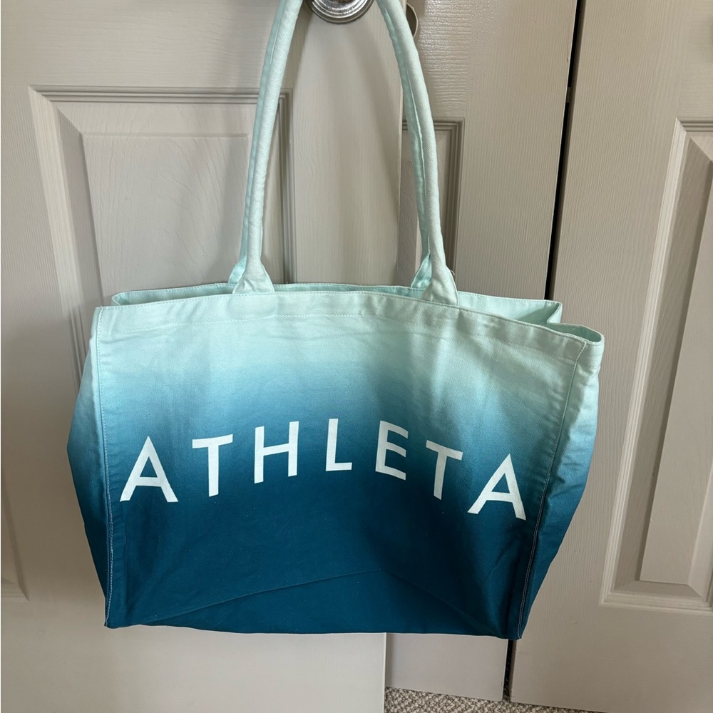 Athleta Blue Tote Bag with Ombre Design and Durable Canvas Material